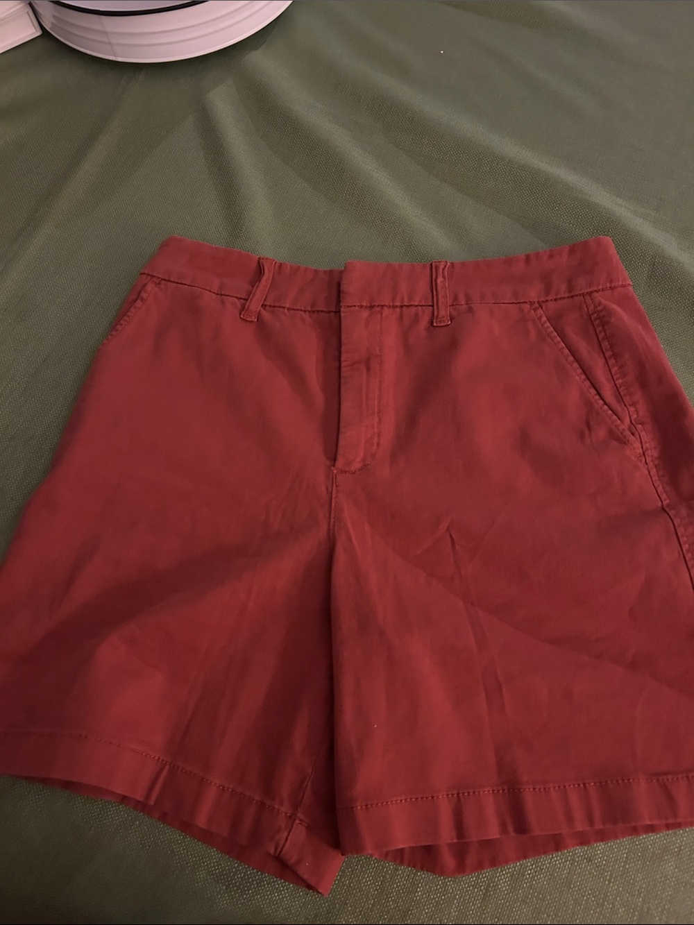 Anne Klein Red Flat-Front Cotton Shorts burnt orange